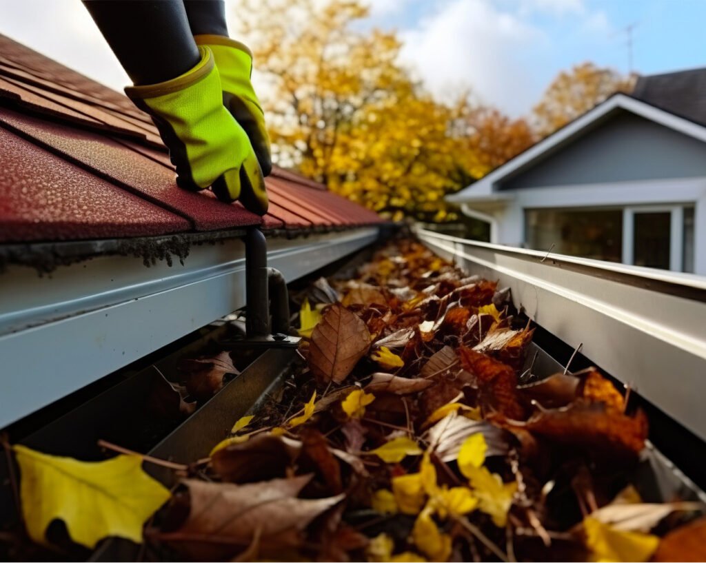 gutters full of leaves